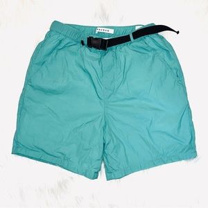PacSun Turquoise Blue Lined Volley Shorts with Attached Black Belt Size Small